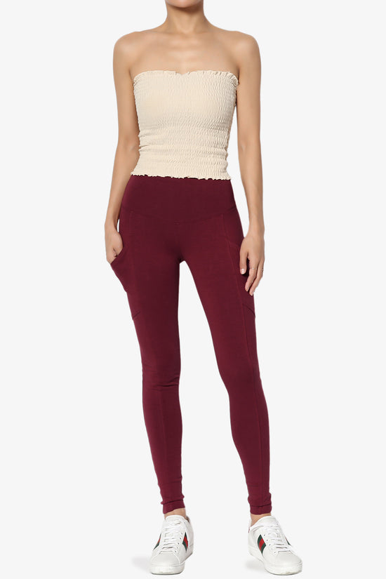 Ansley Luxe Cotton Leggings with Pockets DARK BURGUNDY_6