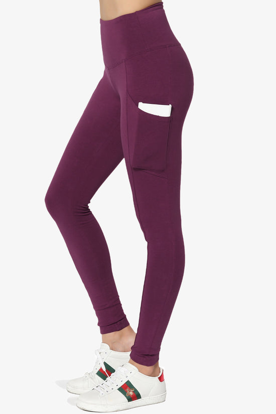 Ansley Luxe Cotton Leggings with Pockets DARK PLUM_1