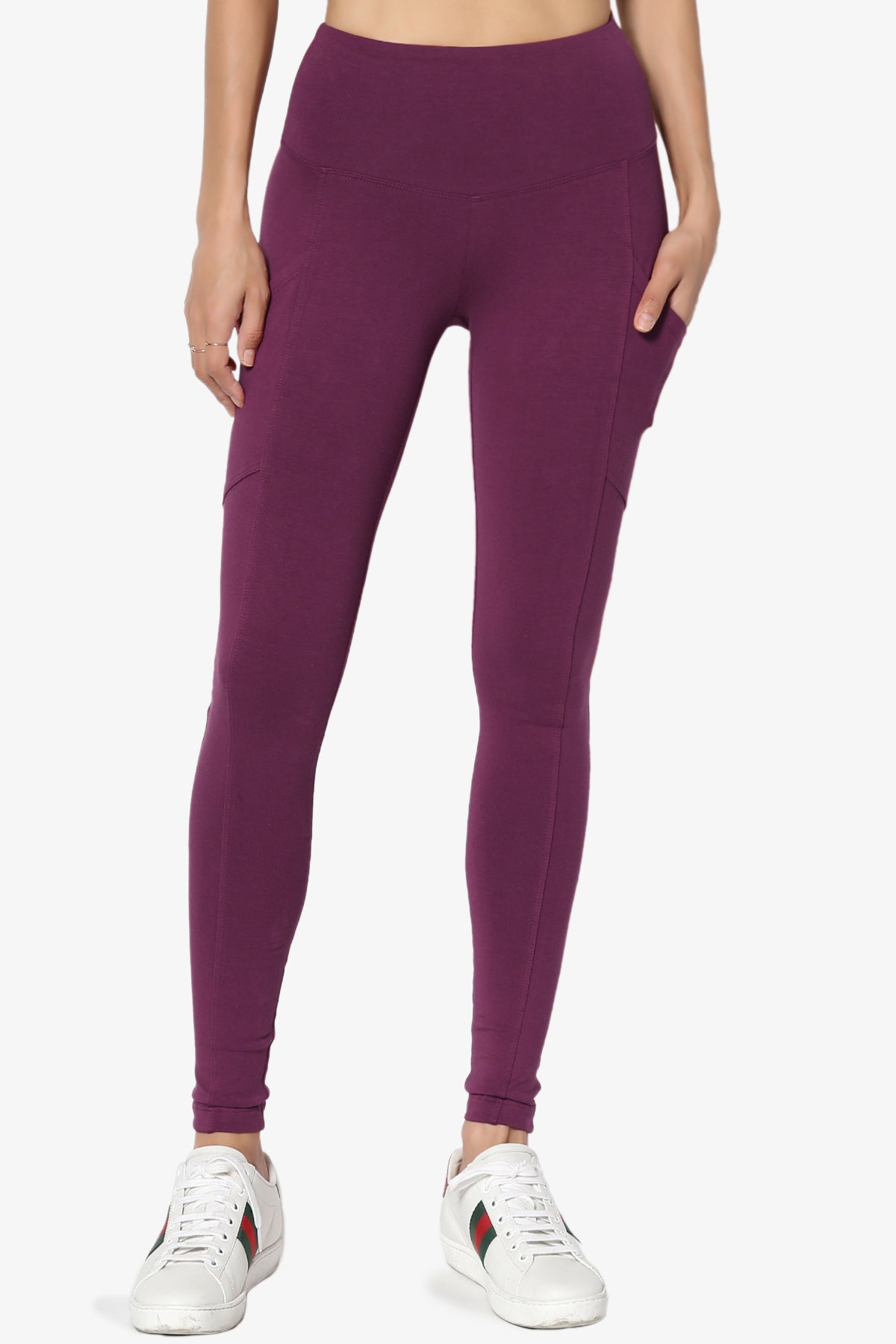 Load image into Gallery viewer, Ansley Luxe Cotton Leggings with Pockets DARK PLUM_3
