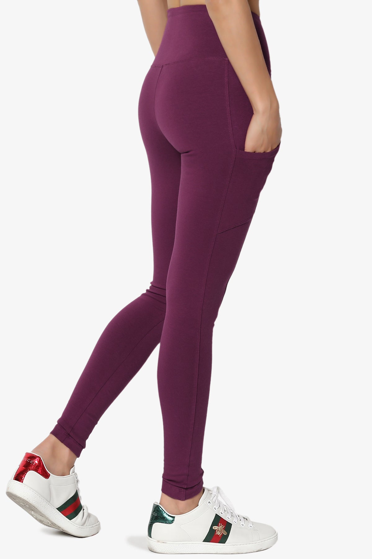 Ansley Luxe Cotton Leggings with Pockets DARK PLUM_4