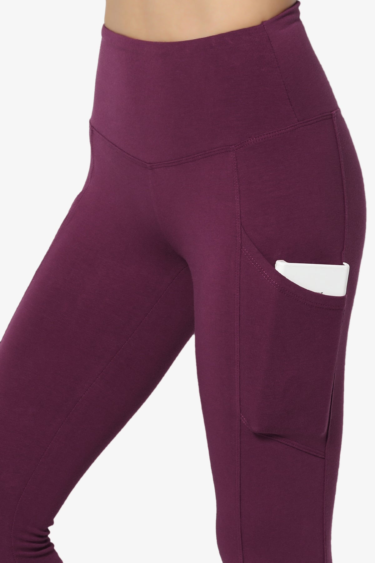 Ansley Luxe Cotton Leggings with Pockets DARK PLUM_5