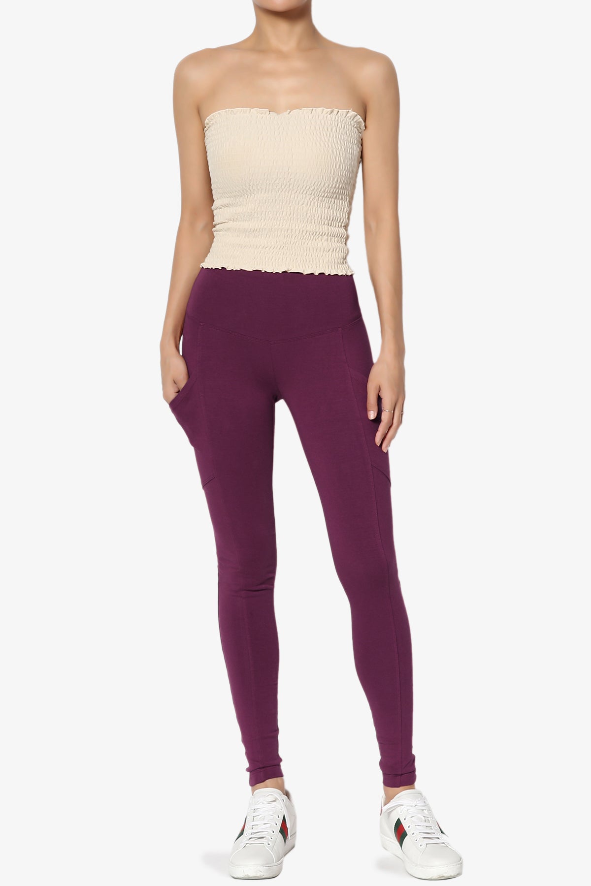 Ansley Luxe Cotton Leggings with Pockets DARK PLUM_6