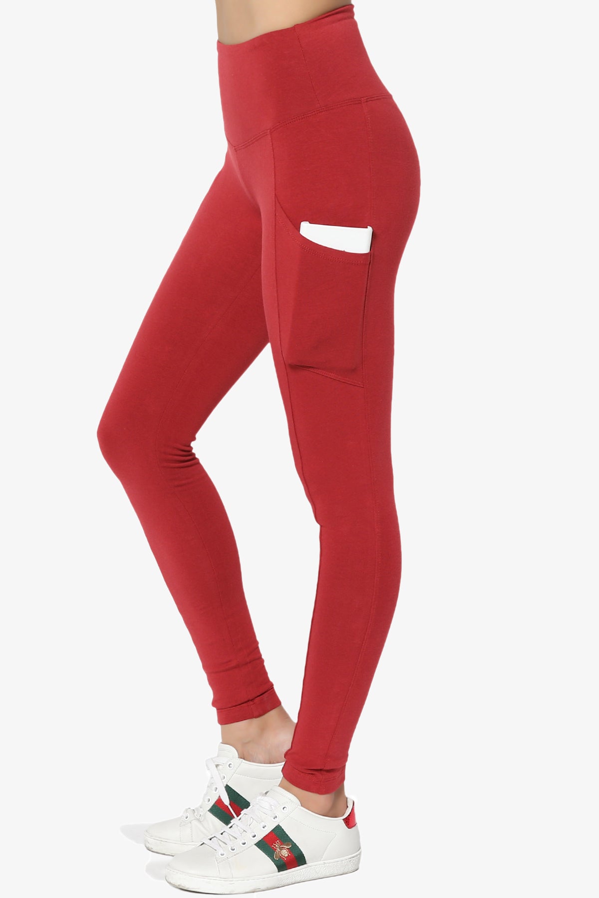 Ansley Luxe Cotton Leggings with Pockets DARK RED_1