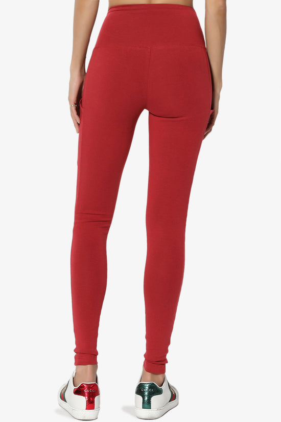Ansley Luxe Cotton Leggings with Pockets DARK RED_2