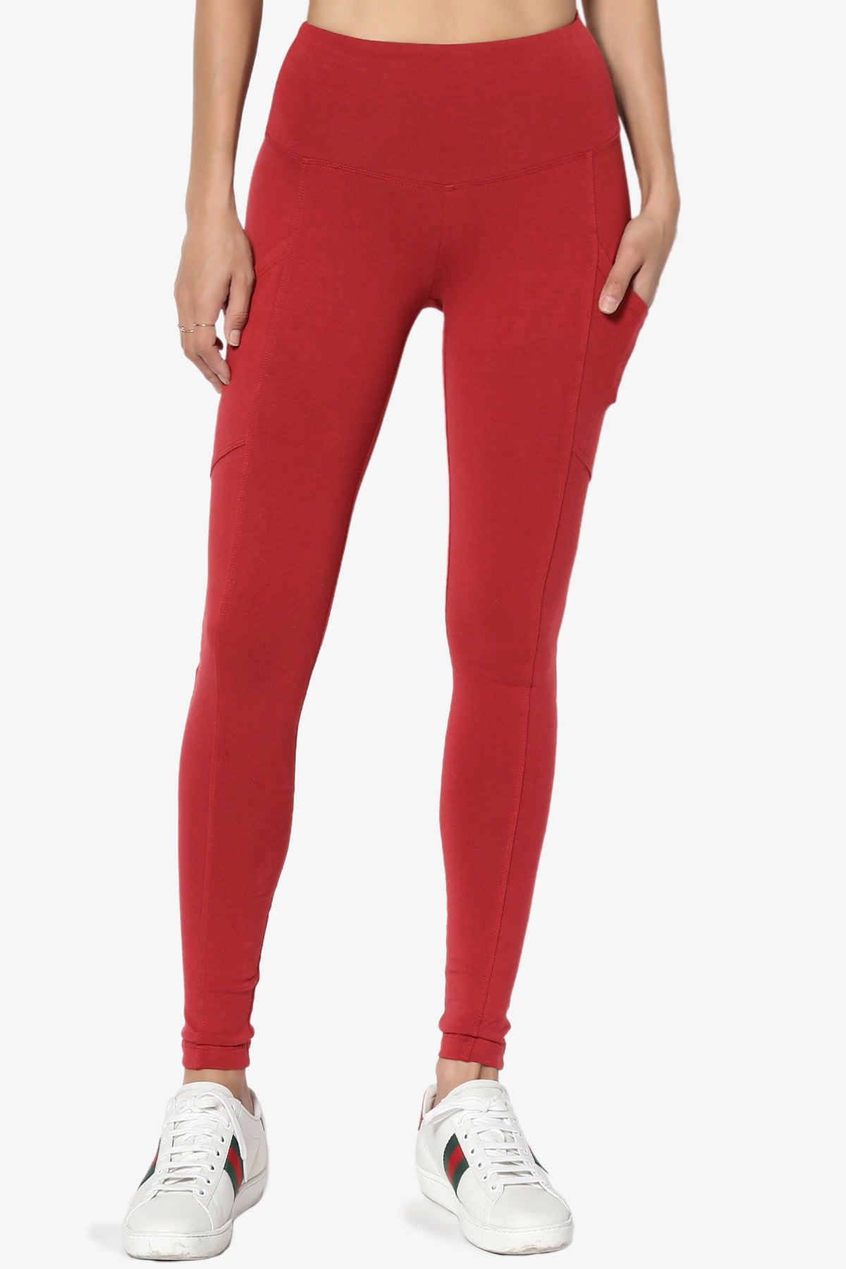 Load image into Gallery viewer, Ansley Luxe Cotton Leggings with Pockets DARK RED_3
