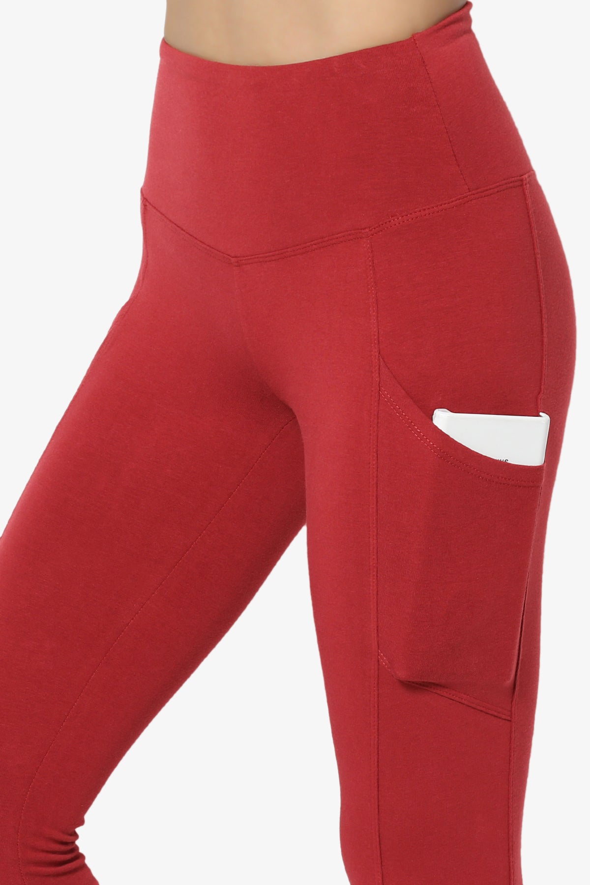 Ansley Luxe Cotton Leggings with Pockets DARK RED_5