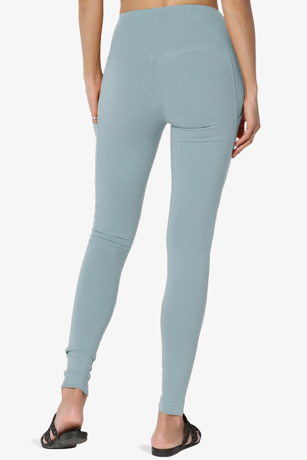 Ansley Luxe Cotton Leggings with Pockets DUSTY BLUE_2