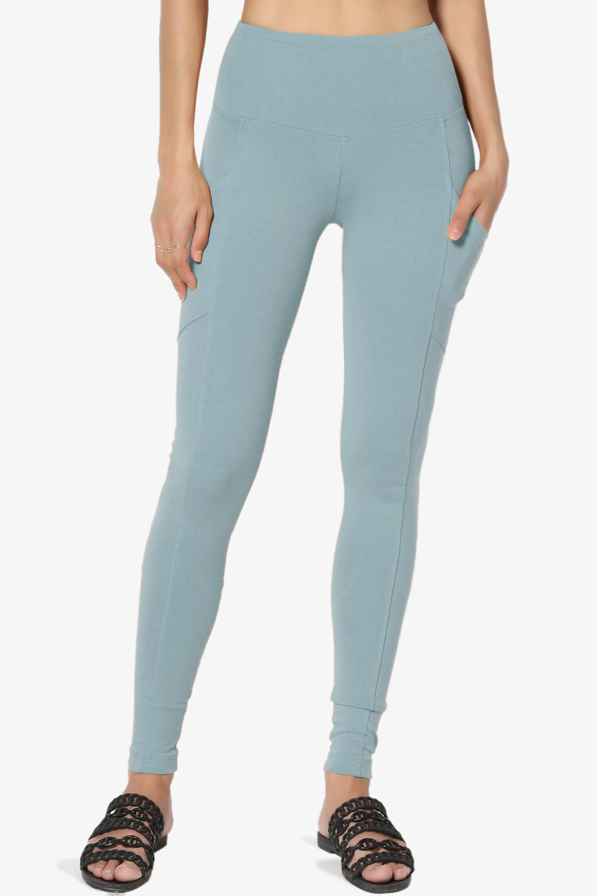 Ansley Luxe Cotton Leggings with Pockets DUSTY BLUE_3