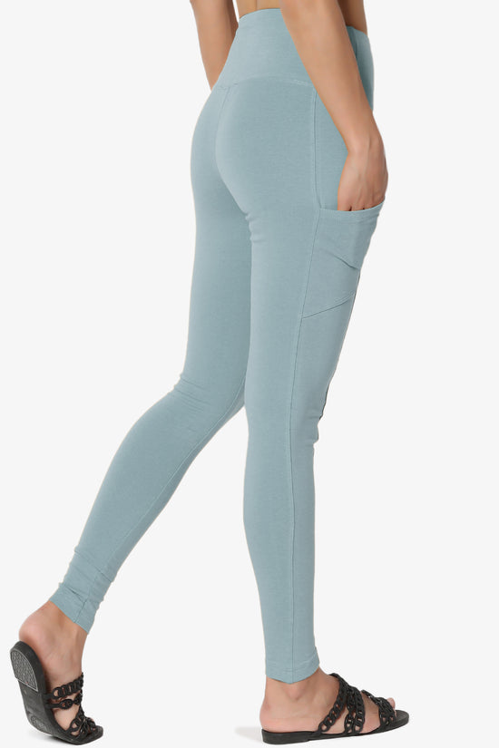 Ansley Luxe Cotton Leggings with Pockets DUSTY BLUE_4