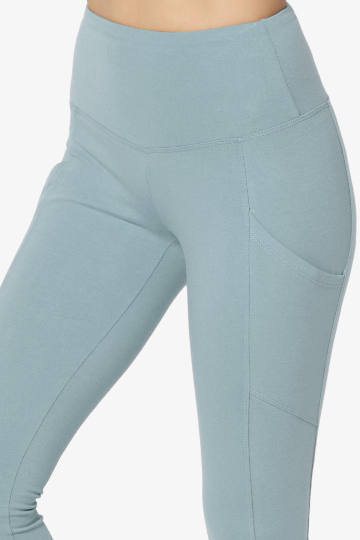 Ansley Luxe Cotton Leggings with Pockets DUSTY BLUE_5