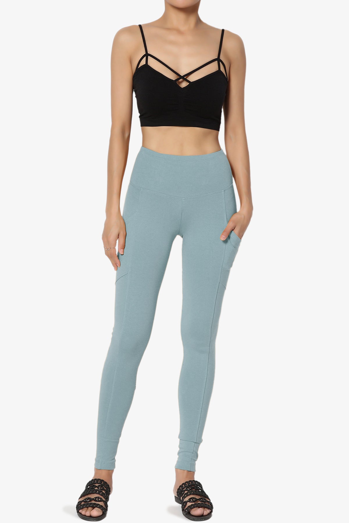 Ansley Luxe Cotton Leggings with Pockets DUSTY BLUE_6