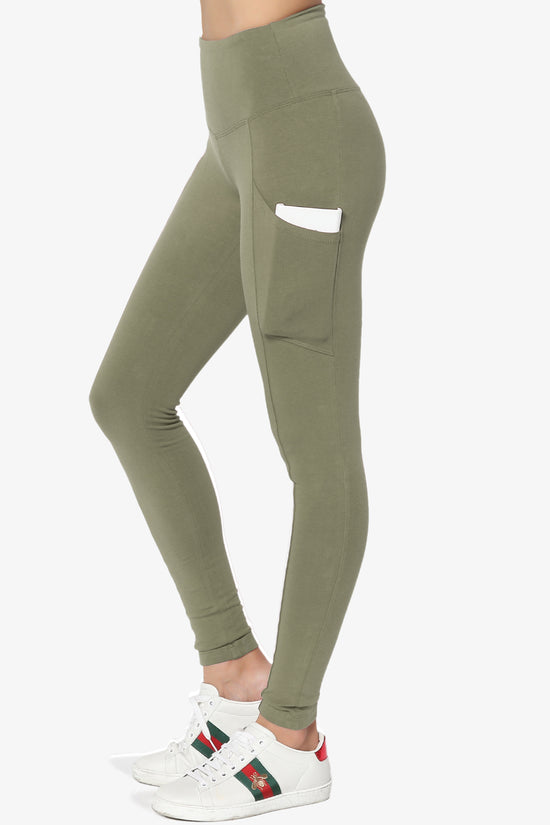 Load image into Gallery viewer, Ansley Luxe Cotton Leggings with Pockets DUSTY OLIVE_1
