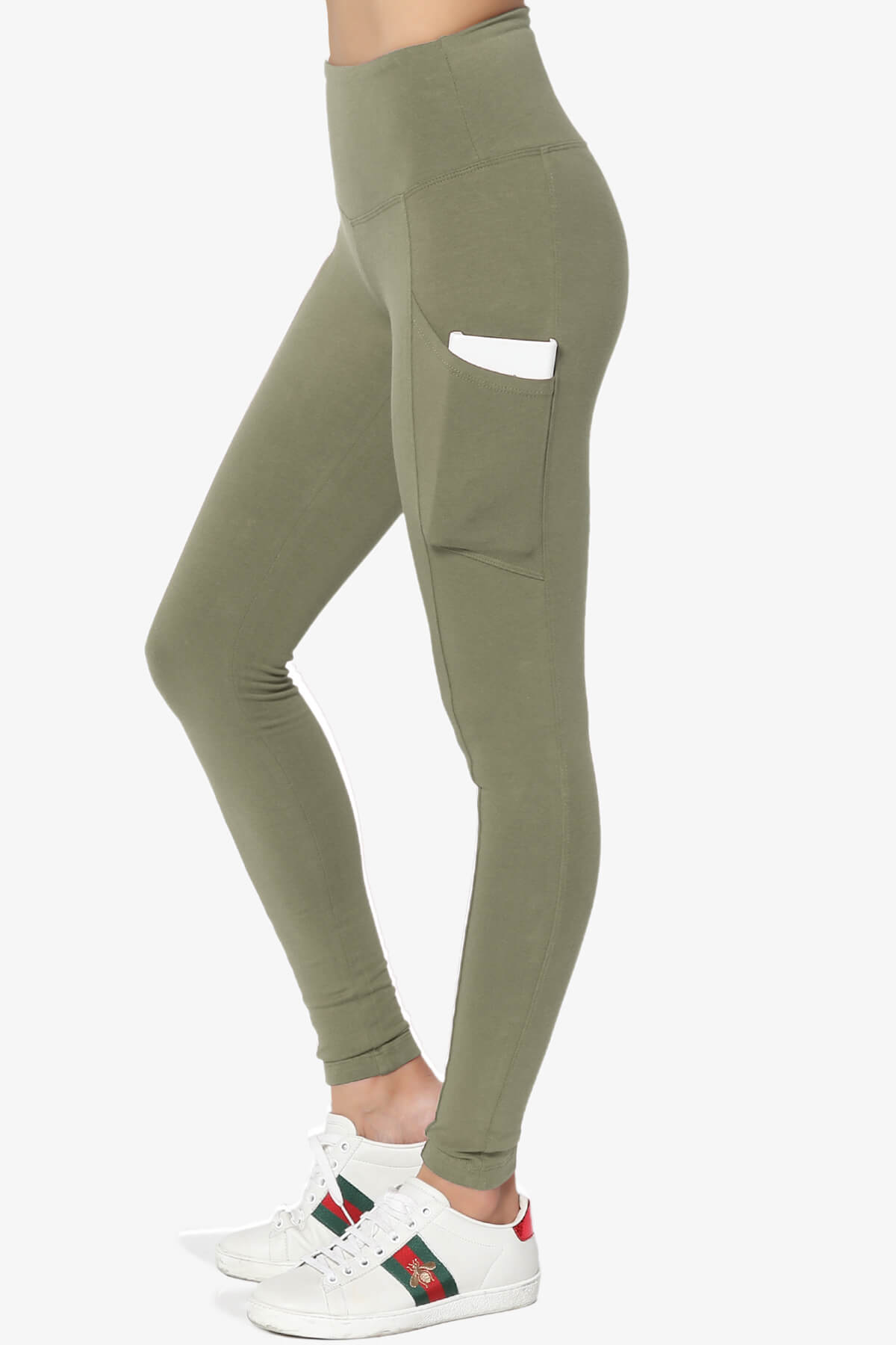 Ansley Luxe Cotton Leggings with Pockets DUSTY OLIVE_1