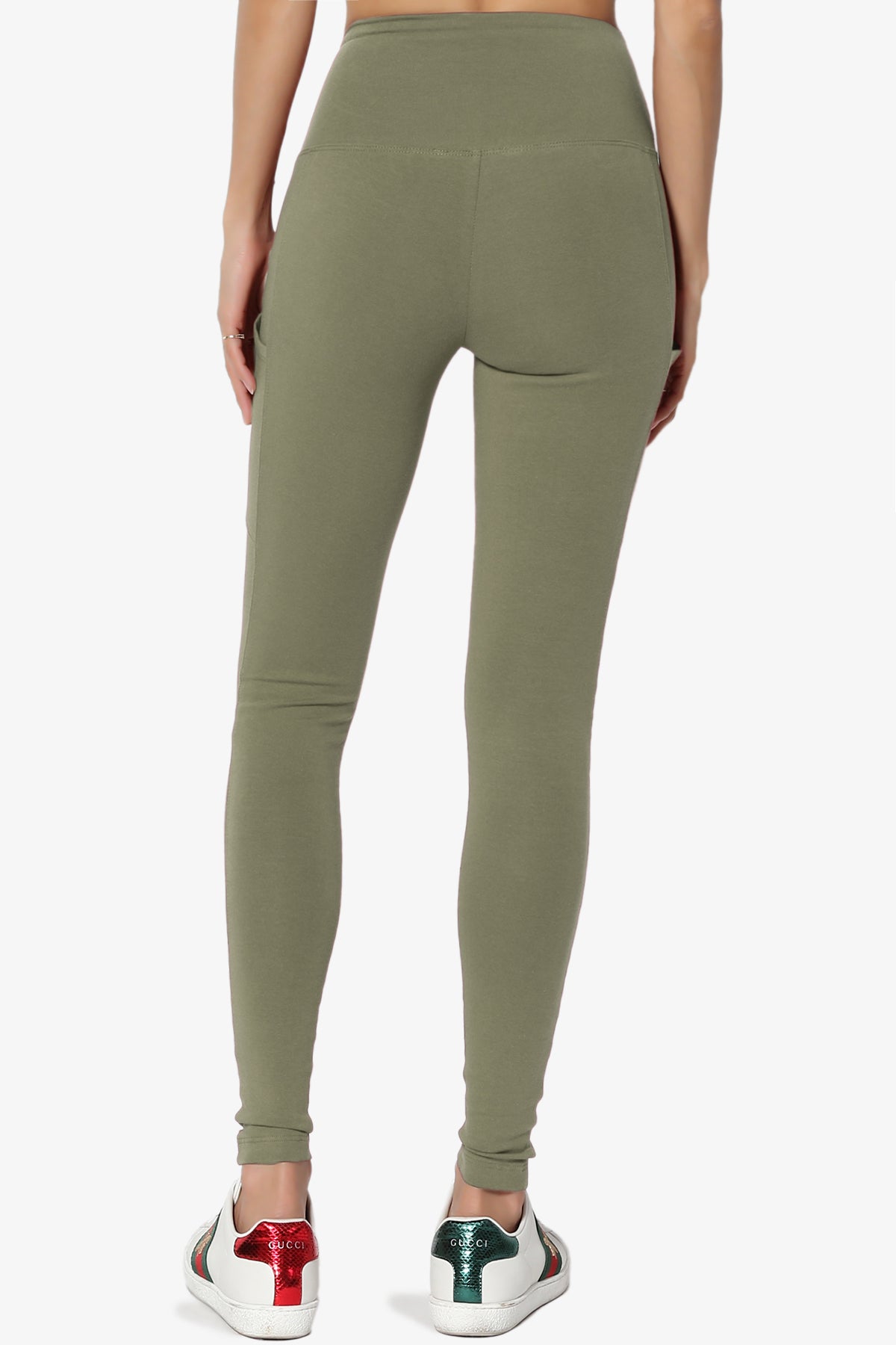 Ansley Luxe Cotton Leggings with Pockets DUSTY OLIVE_2