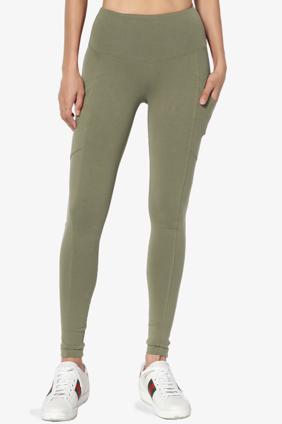 Ansley Luxe Cotton Leggings with Pockets DUSTY OLIVE_3
