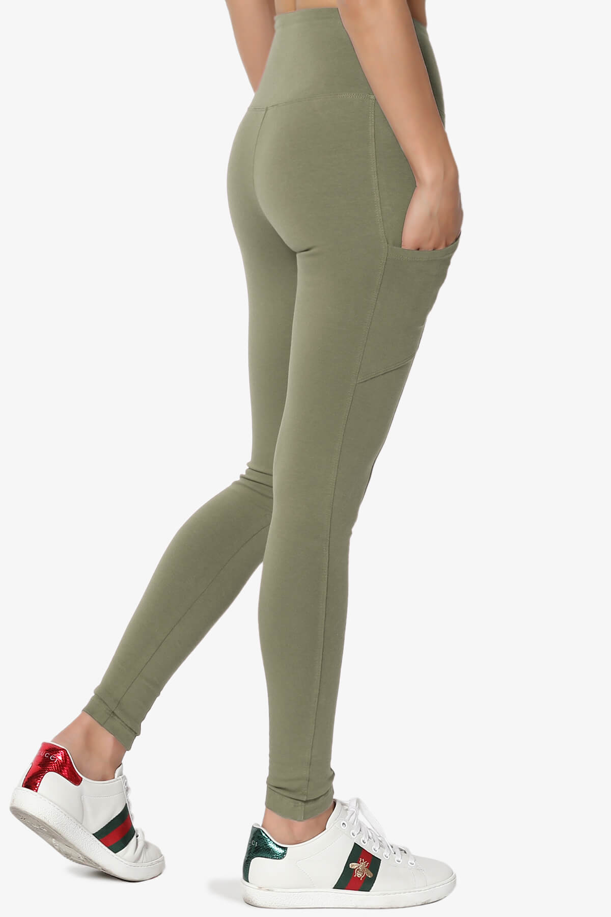 Ansley Luxe Cotton Leggings with Pockets DUSTY OLIVE_4