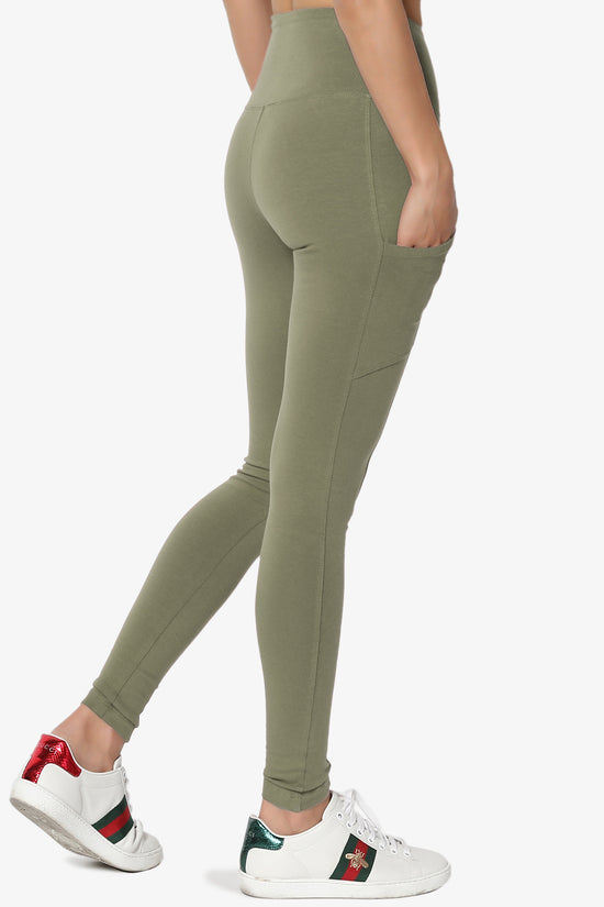 Load image into Gallery viewer, Ansley Luxe Cotton Leggings with Pockets DUSTY OLIVE_4
