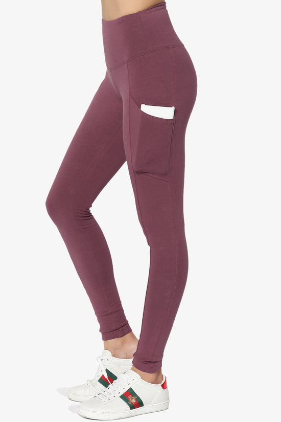Ansley Luxe Cotton Leggings with Pockets DUSTY PLUM_1