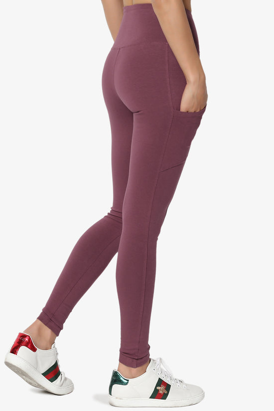 Ansley Luxe Cotton Leggings with Pockets DUSTY PLUM_4