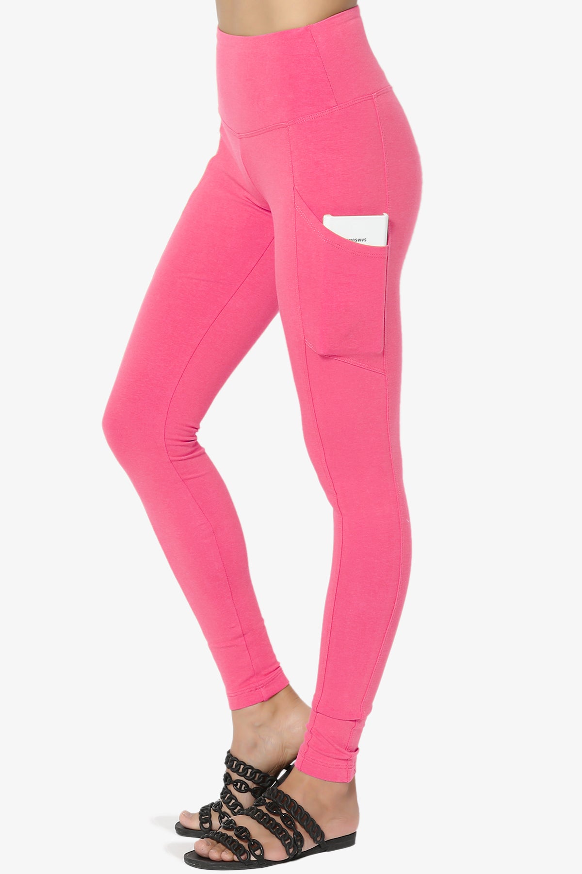 Ansley Luxe Cotton Leggings with Pockets FUCHSIA_1