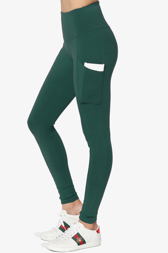 Ansley Luxe Cotton Leggings with Pockets HUNTER GREEN_1