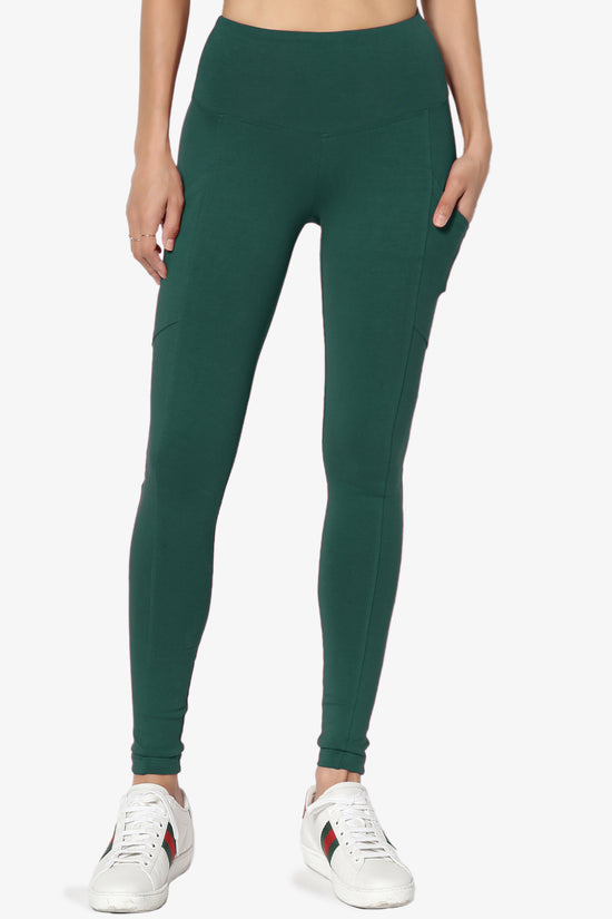 Ansley Luxe Cotton Leggings with Pockets HUNTER GREEN_3