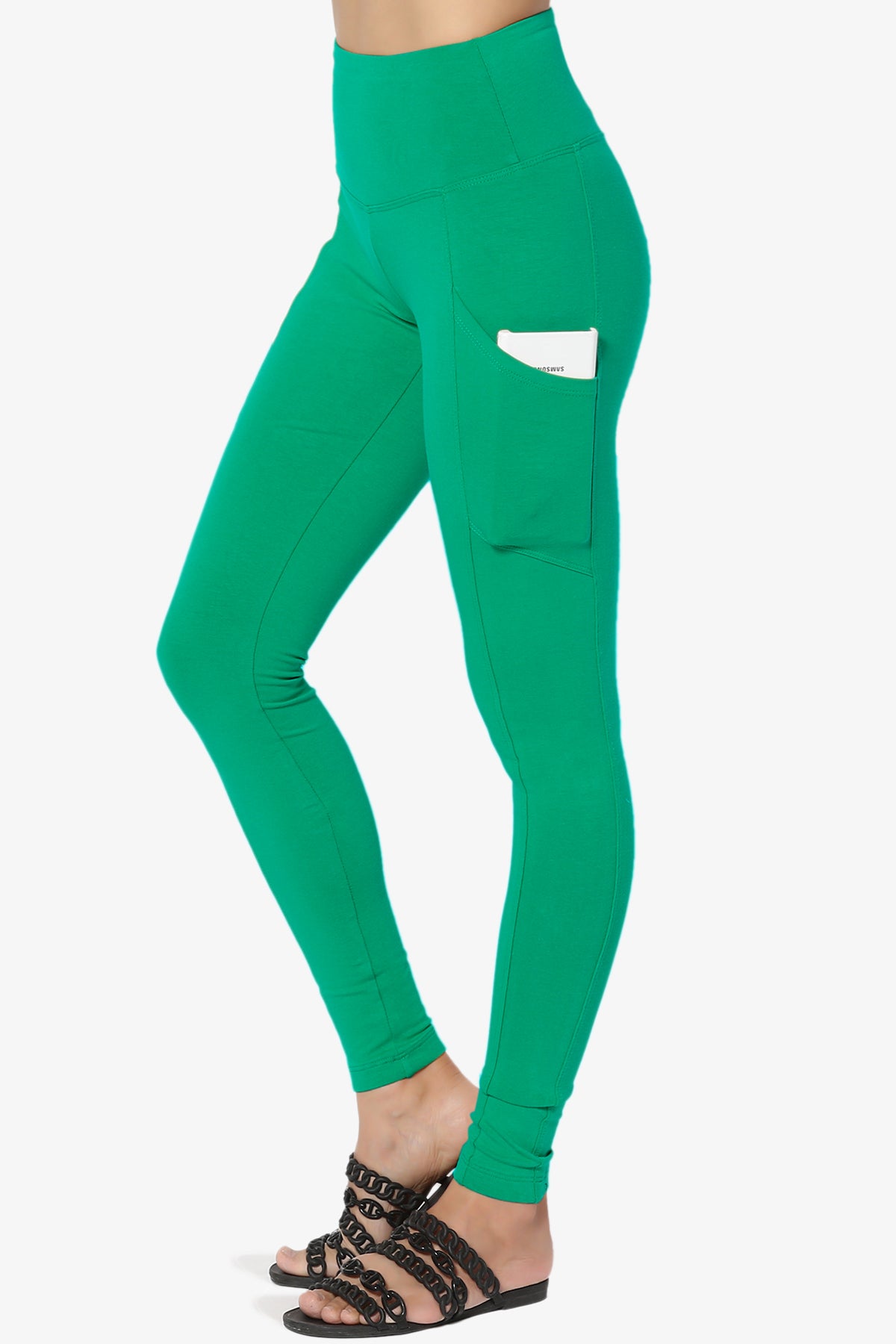 Ansley Luxe Cotton Leggings with Pockets KELLY GREEN_1