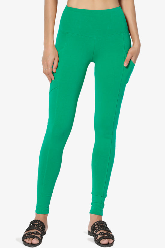 Ansley Luxe Cotton Leggings with Pockets KELLY GREEN_3