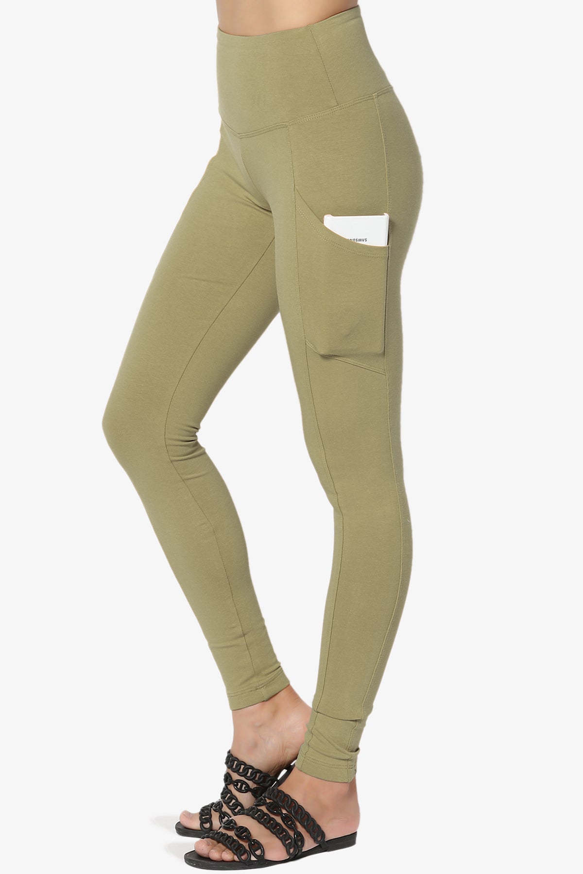 Ansley Luxe Cotton Leggings with Pockets KHAKI GREEN_1