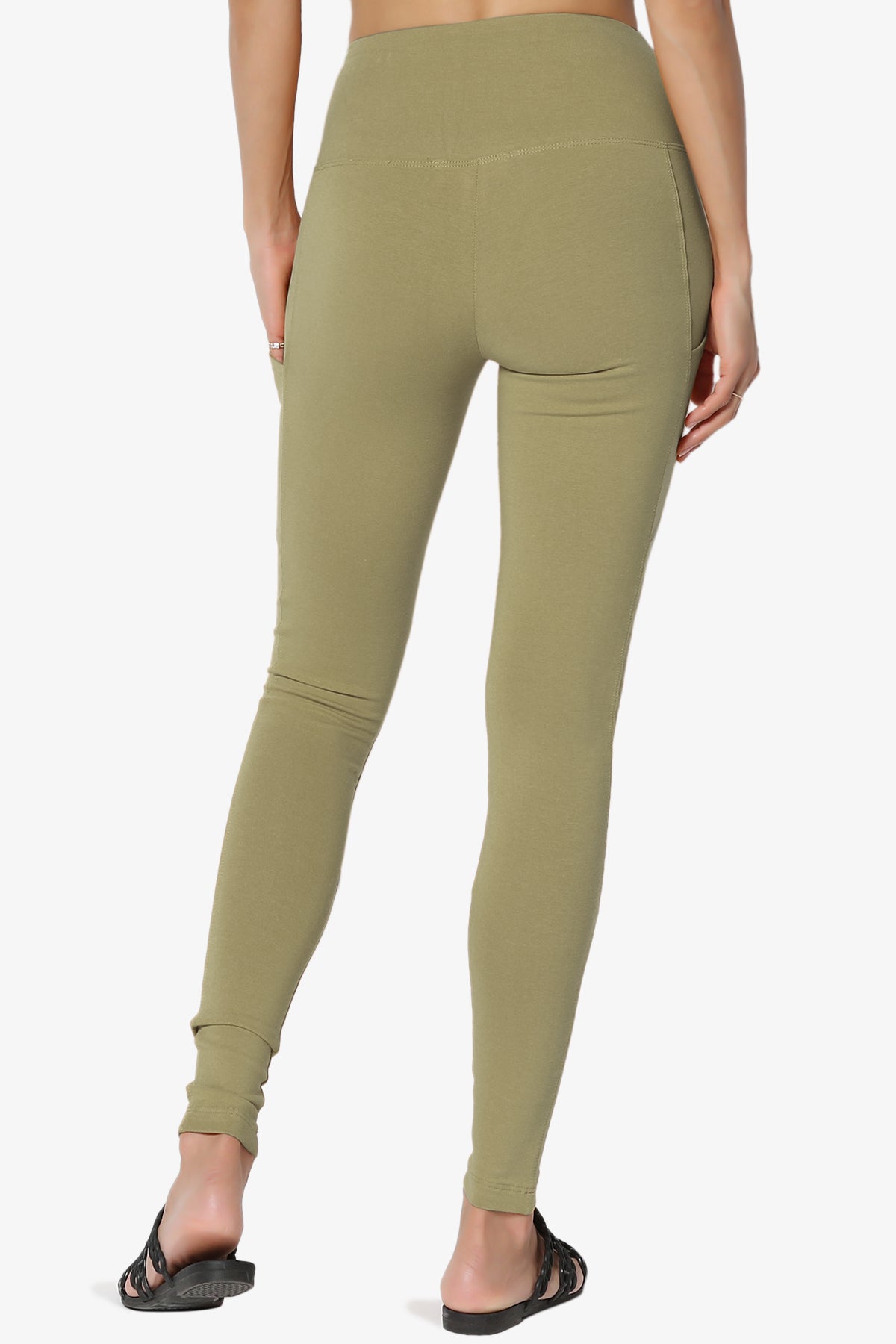 Ansley Luxe Cotton Leggings with Pockets KHAKI GREEN_2