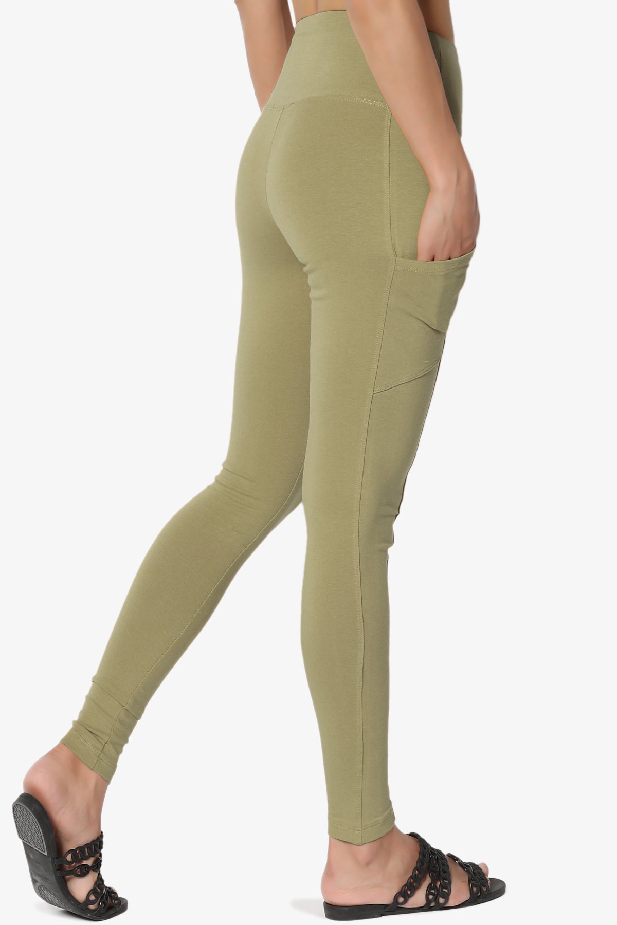 Ansley Luxe Cotton Leggings with Pockets KHAKI GREEN_4