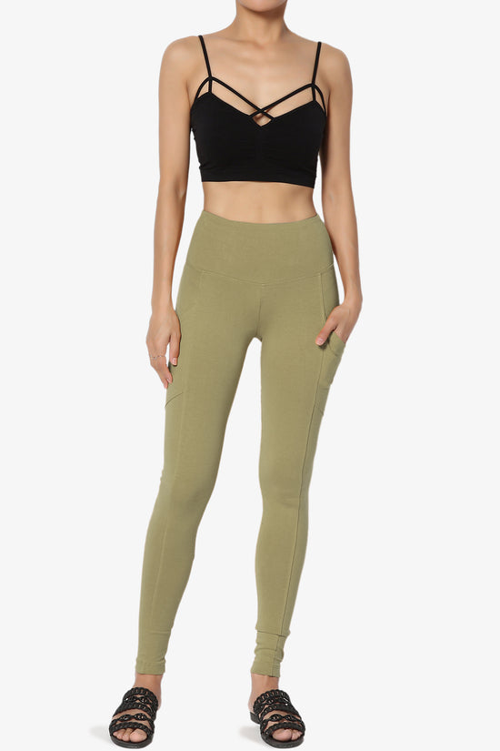 Ansley Luxe Cotton Leggings with Pockets KHAKI GREEN_6