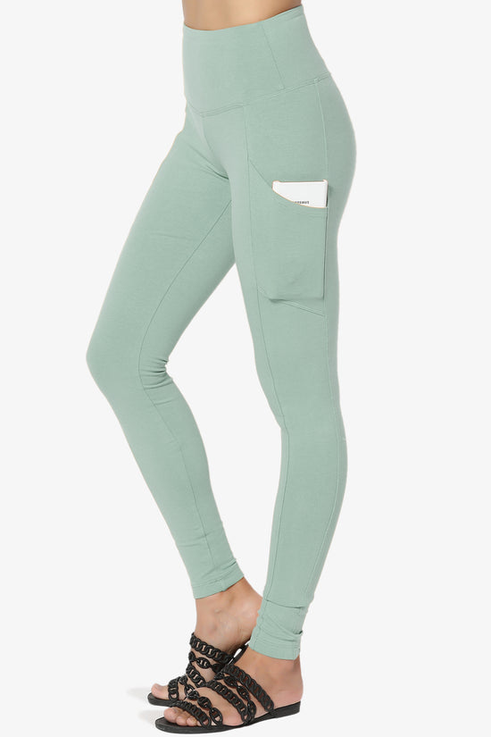 Ansley Luxe Cotton Leggings with Pockets LIGHT GREEN_1