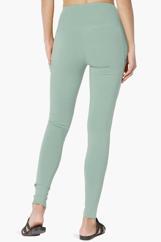 Ansley Luxe Cotton Leggings with Pockets LIGHT GREEN_2