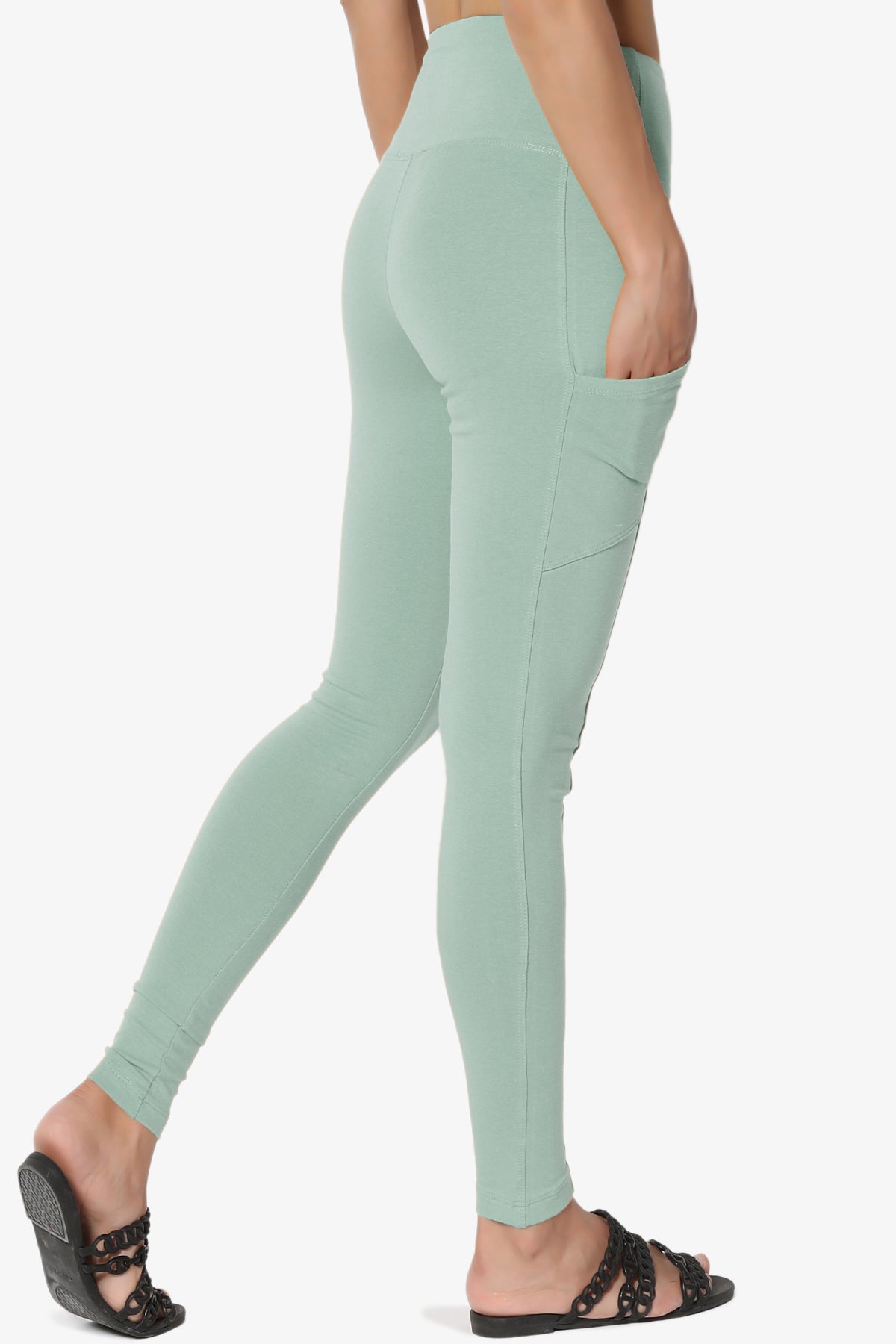 Ansley Luxe Cotton Leggings with Pockets LIGHT GREEN_4