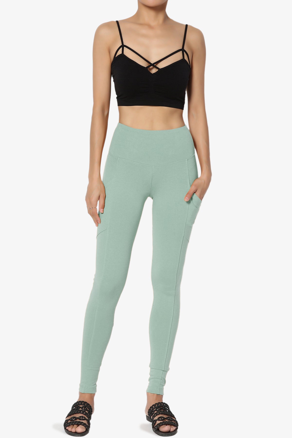Ansley Luxe Cotton Leggings with Pockets LIGHT GREEN_6