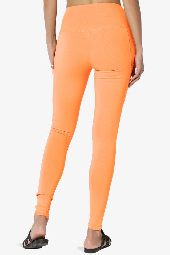 Ansley Luxe Cotton Leggings with Pockets NEON CORAL_2