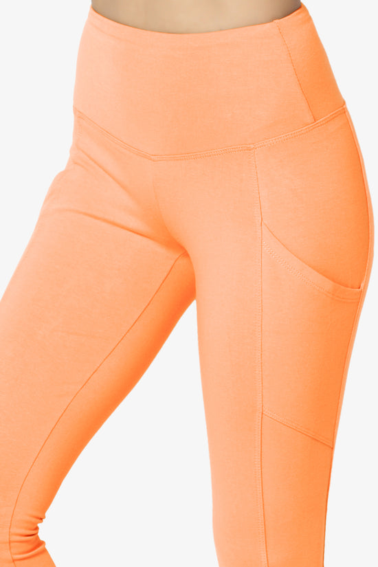 Ansley Luxe Cotton Leggings with Pockets NEON CORAL_5