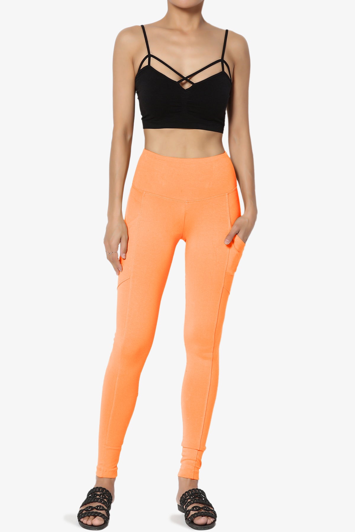 Ansley Luxe Cotton Leggings with Pockets NEON CORAL_6