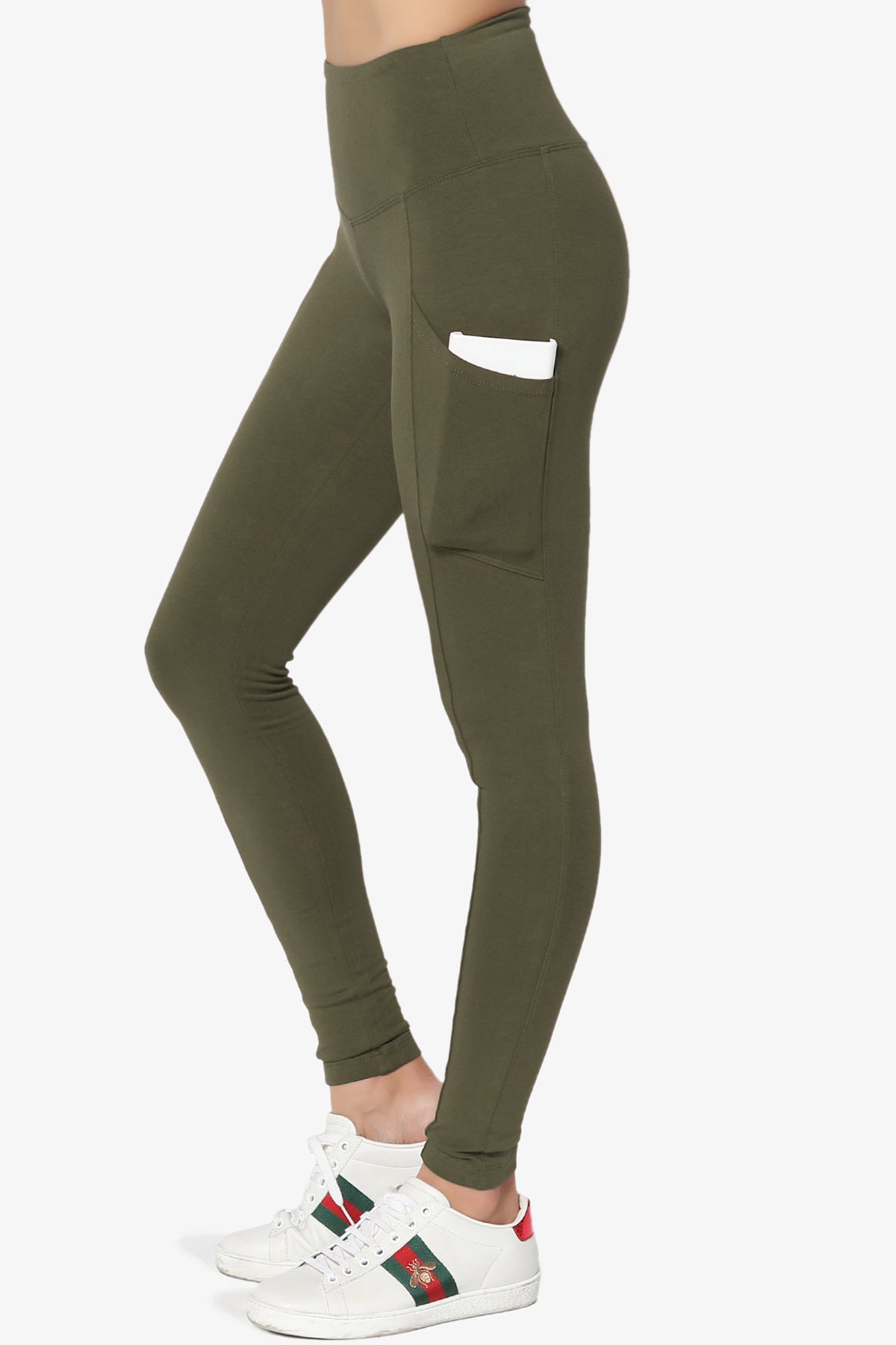 Ansley Luxe Cotton Leggings with Pockets OLIVE_1