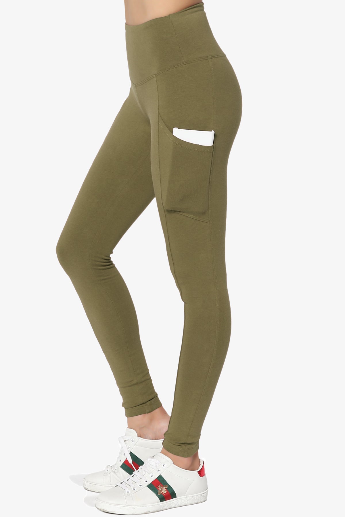 Ansley Luxe Cotton Leggings with Pockets OLIVE KHAKI_1