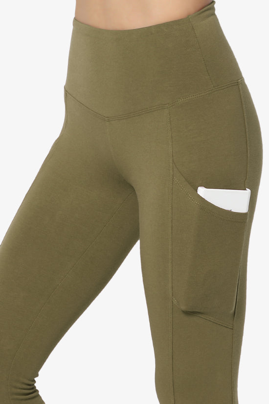 Ansley Luxe Cotton Leggings with Pockets OLIVE KHAKI_5