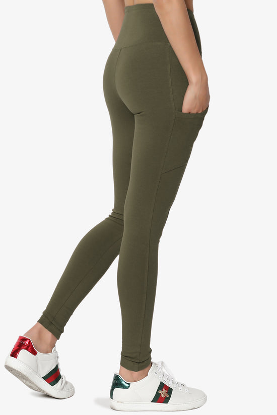 Ansley Luxe Cotton Leggings with Pockets OLIVE_4