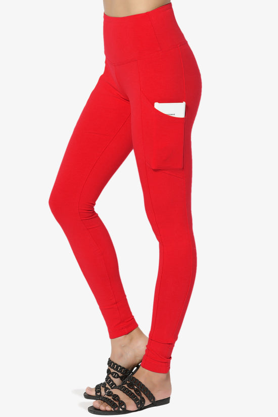 Ansley Luxe Cotton Leggings with Pockets RED_1