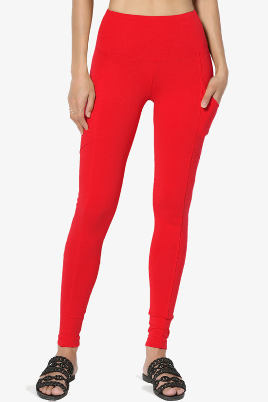 Ansley Luxe Cotton Leggings with Pockets RED_3