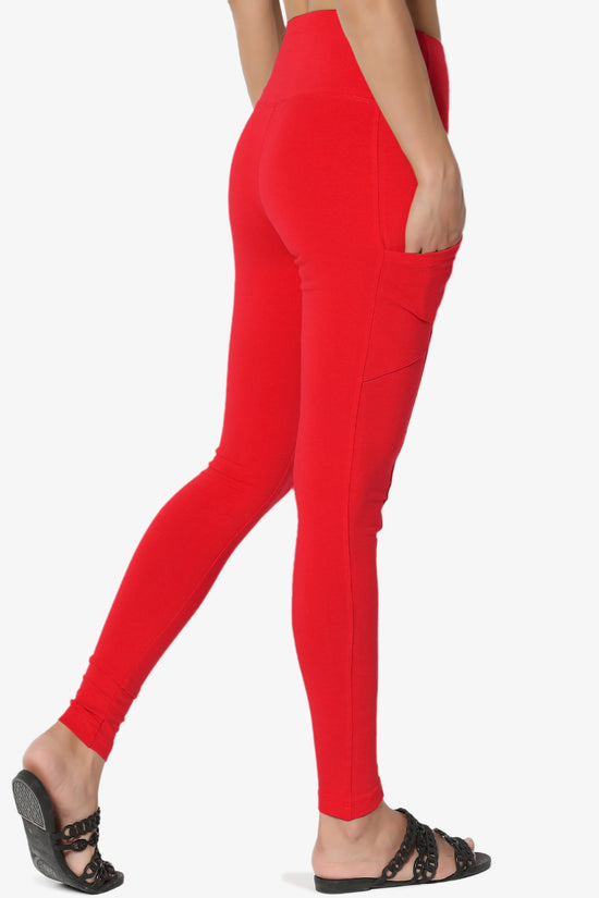 Ansley Luxe Cotton Leggings with Pockets RED_4