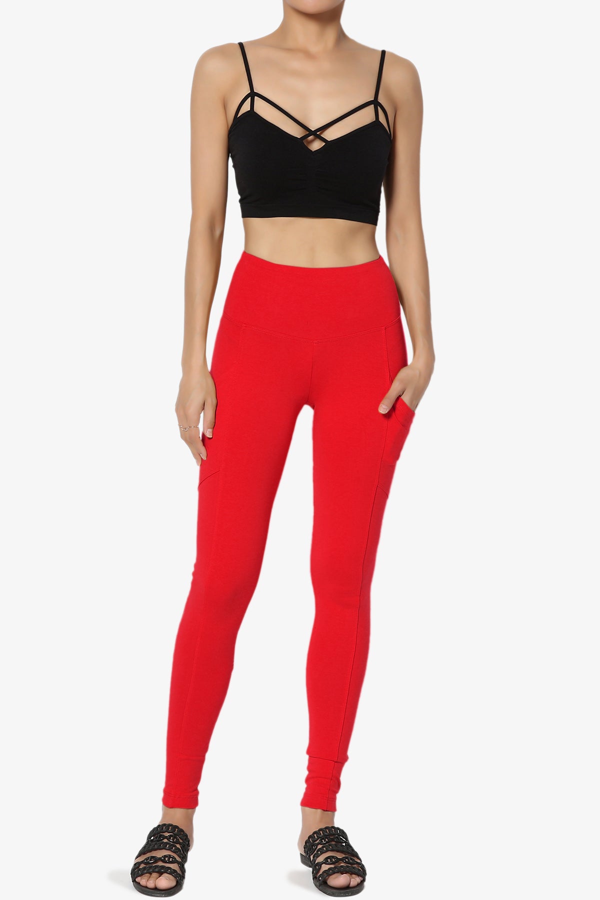 Ansley Luxe Cotton Leggings with Pockets RED_6