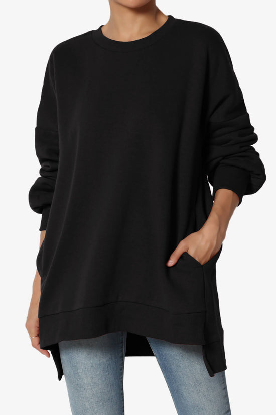 Revel Hi-Low Boyfriend Sweatshirts BLACK_1