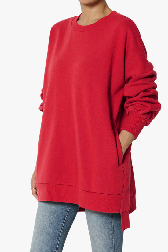 Revel Hi-Low Boyfriend Sweatshirts DARK RED_3