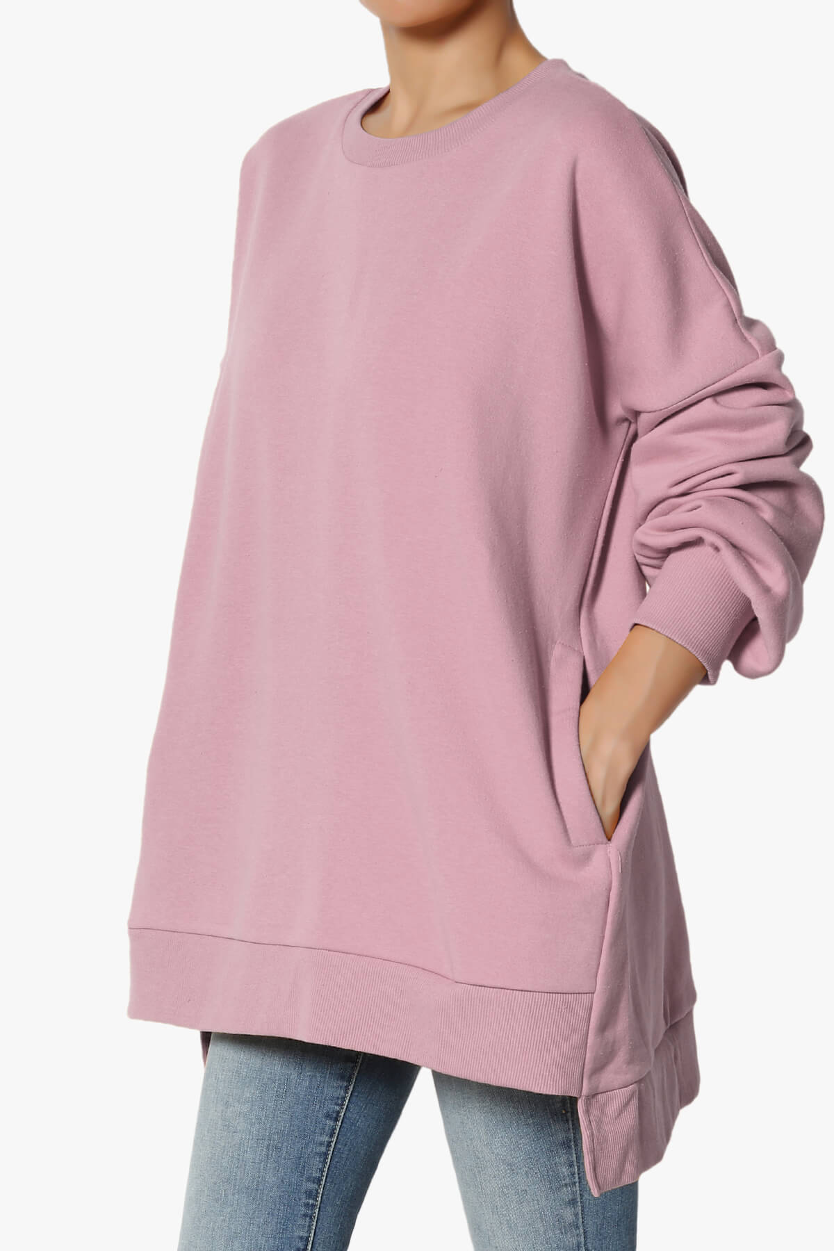 Load image into Gallery viewer, Revel Hi-Low Boyfriend Sweatshirts LIGHT ROSE_3
